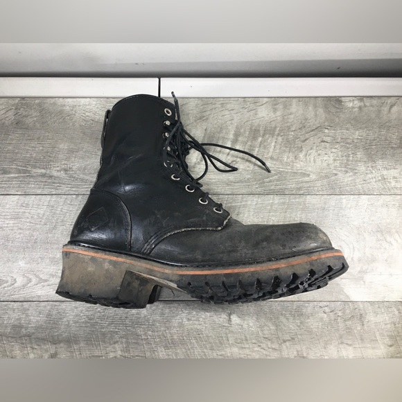 Mens Red Worx Shoes 5470 Logger Steel Toe Leather Work Logging Boots Size 8.5 M main image 7